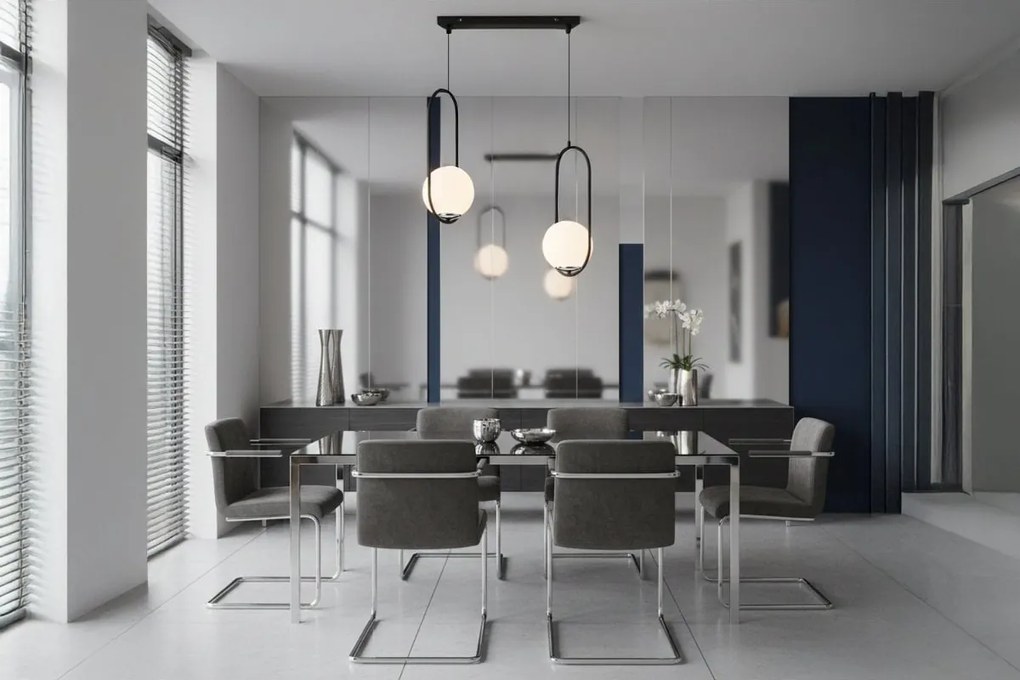 Závesné svietidlo Florence, 2x biele sklenené tienidlo, b/ch, UI