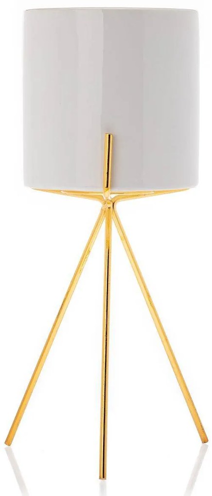 KERAMICKÝ KVETINÁČ SO STOJANOM EMMA SMOOTH 28X13 CM BIELA