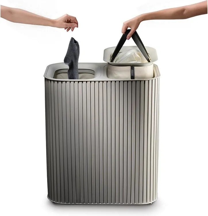 Béžový bambusový kôš na bielizeň 2x45 l Tota Luxe – Joseph Joseph