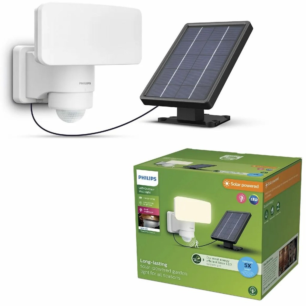 Philips Tylus UltraEfficient Security solárny LEDreflektor, senzor, biela, 6 W, 1000/50 lm, 5000 K
