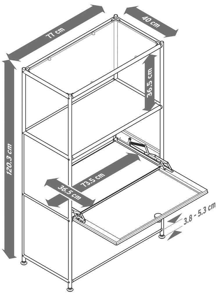 Kovová komoda »CN3« s 2 výklopnými priehradkami, biela