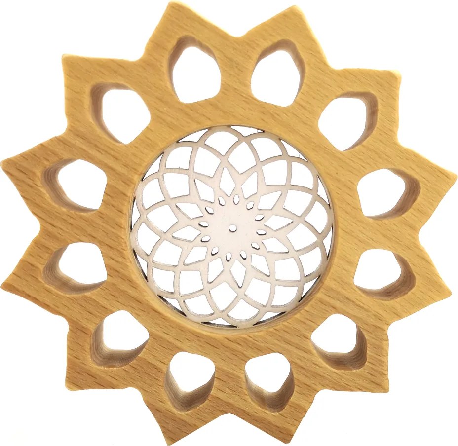 AMADEA Mandala s vkladom na zavesenie, masívne drevo, priemer 12 cm