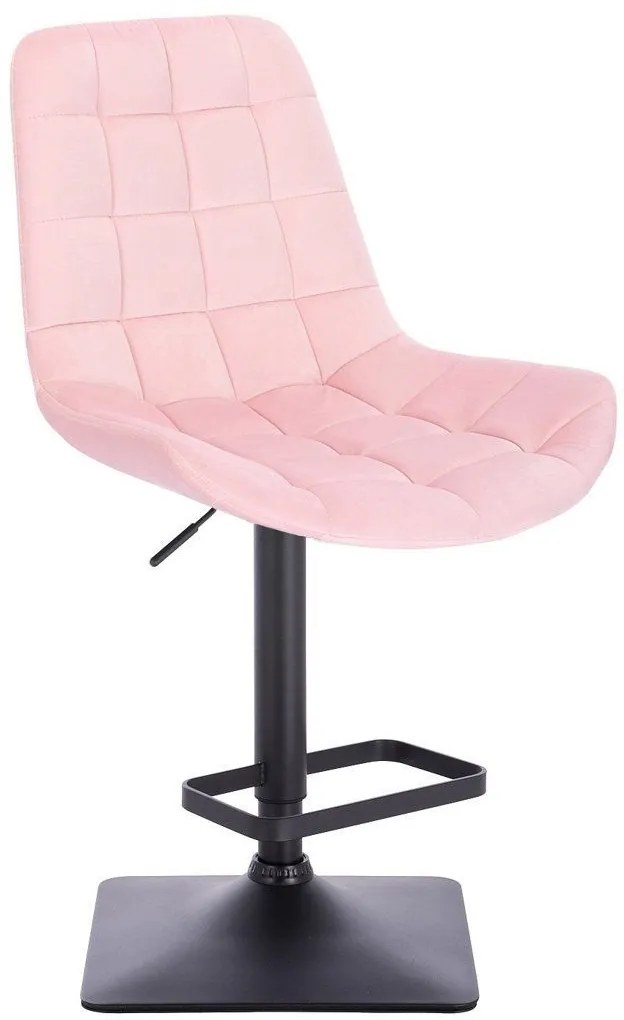 LuxuryForm DESIGN Barová stolička PARIS VELUR na čiernej hranatej podstave - svetlo ružová