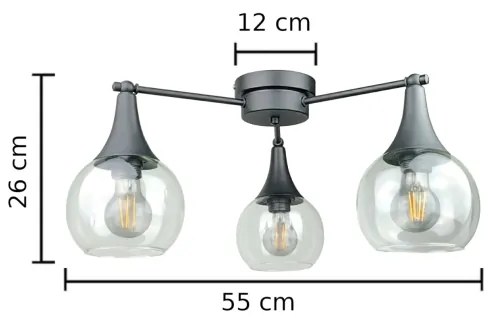 Prisadený luster STAR 3xE27/60W/230V čierna/číra