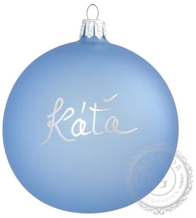 Vianočná guľa s menom v modernej modrej farbe