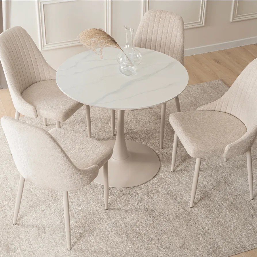 Stôl ALDO 90 cm biely/kašmírový