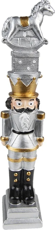 Vianočná dekorácia strieborný Luskáčik - 6*5*23 cm