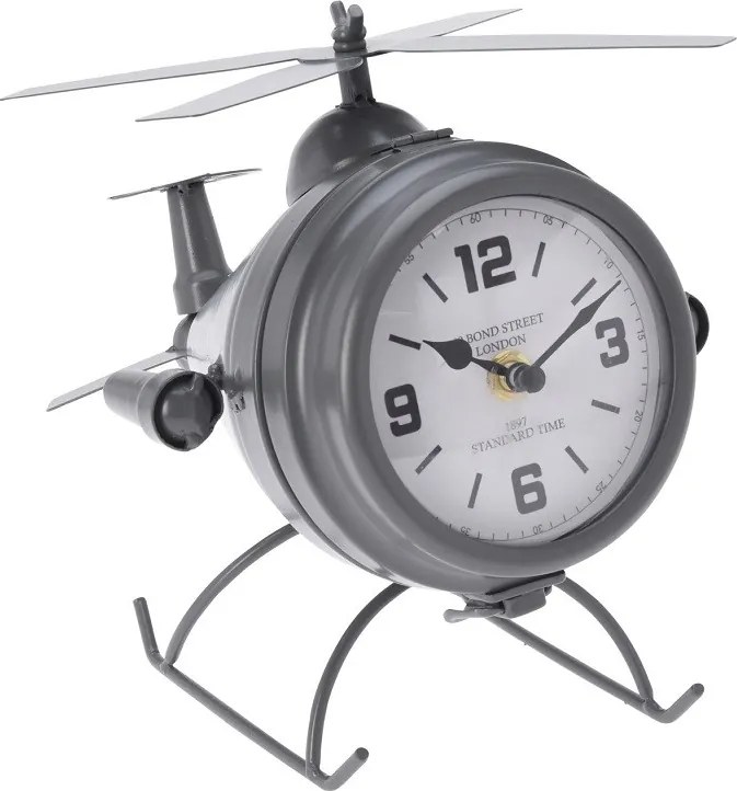 Stolné hodiny Helikoptéra – sivá 21 × 22 × 21 cm