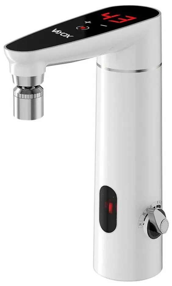 Dotykový prietokový ohrievač vody 3000W/230V IPX4 s LED displejom, biely