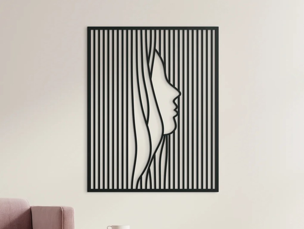 drevko Minimalistický obraz z dreva Tvár ženy Rozmer obrazu: 41 x 32,5 cm, Farba dekorácie: Čierna