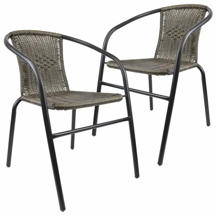 Sada záhradných stoličiek, stohovateľná, tmavosivá, 4 ks