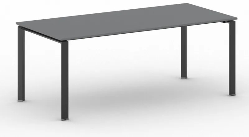 Rokovací kancelársky stôl PRIMO INFINITY, 200x90 cm, čierna podnož, grafit