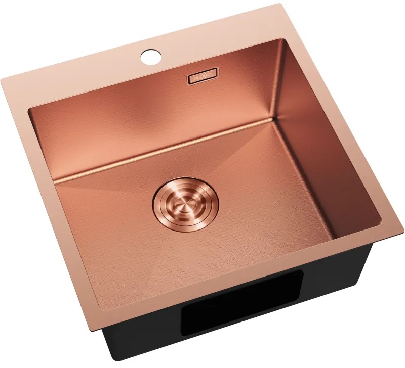 Mexen Solix, 1-komorový nerezový drez 500 x 500 mm, brúsená meď, vzor voština, 6407501000-65HC