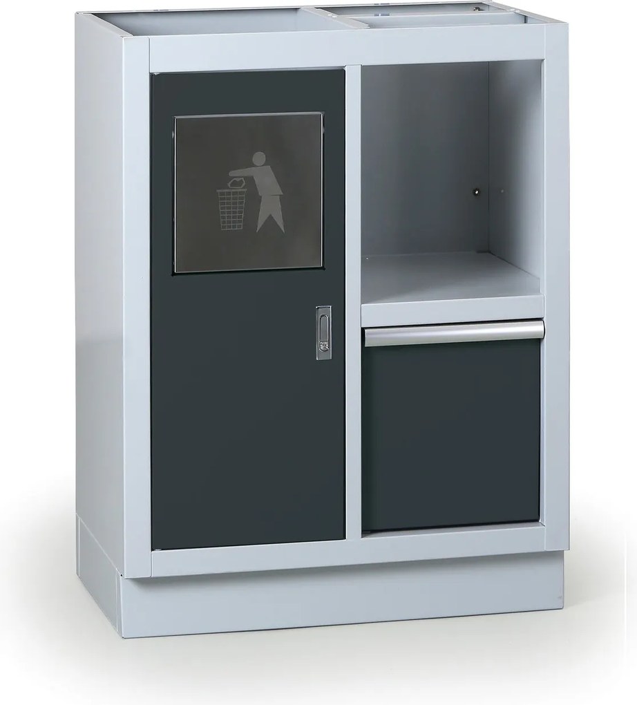 Dielenská skrinka s odpadkovým košom k pracovnej doske G2, 680 x 455 x 910 mm, grafit