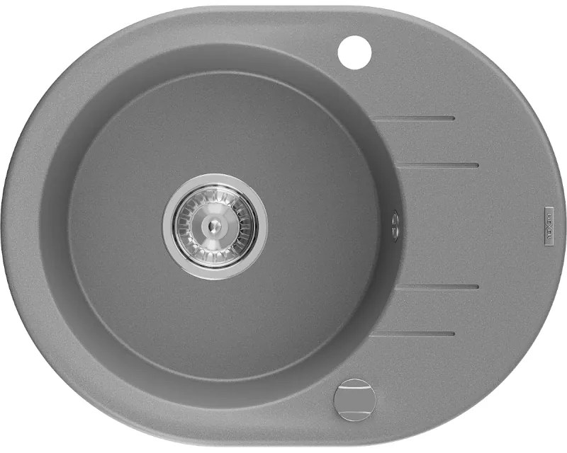 Mexen Kevin, granitový drez 586x458x190 mm, 1-komorový, šedá, 6517581005-71