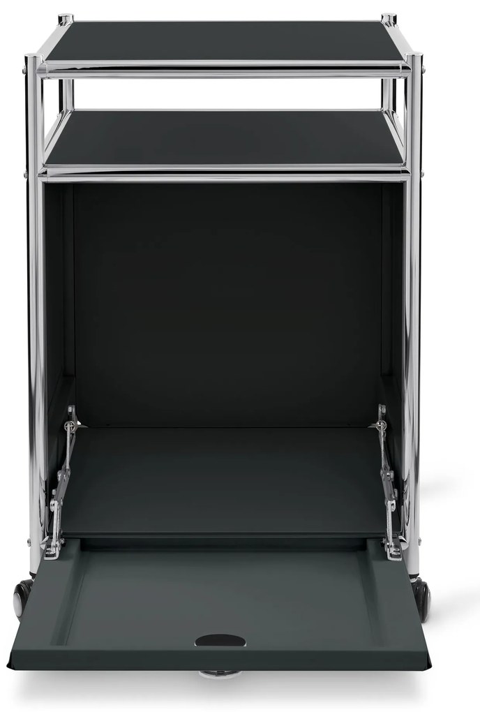 Kovový kontajner na kolieskach »CN3« s výklopnou doskou, čierny