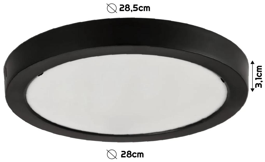 BERGE Okrúhly LED panel prisadený čierny - 24W - PC - neutrálna biela