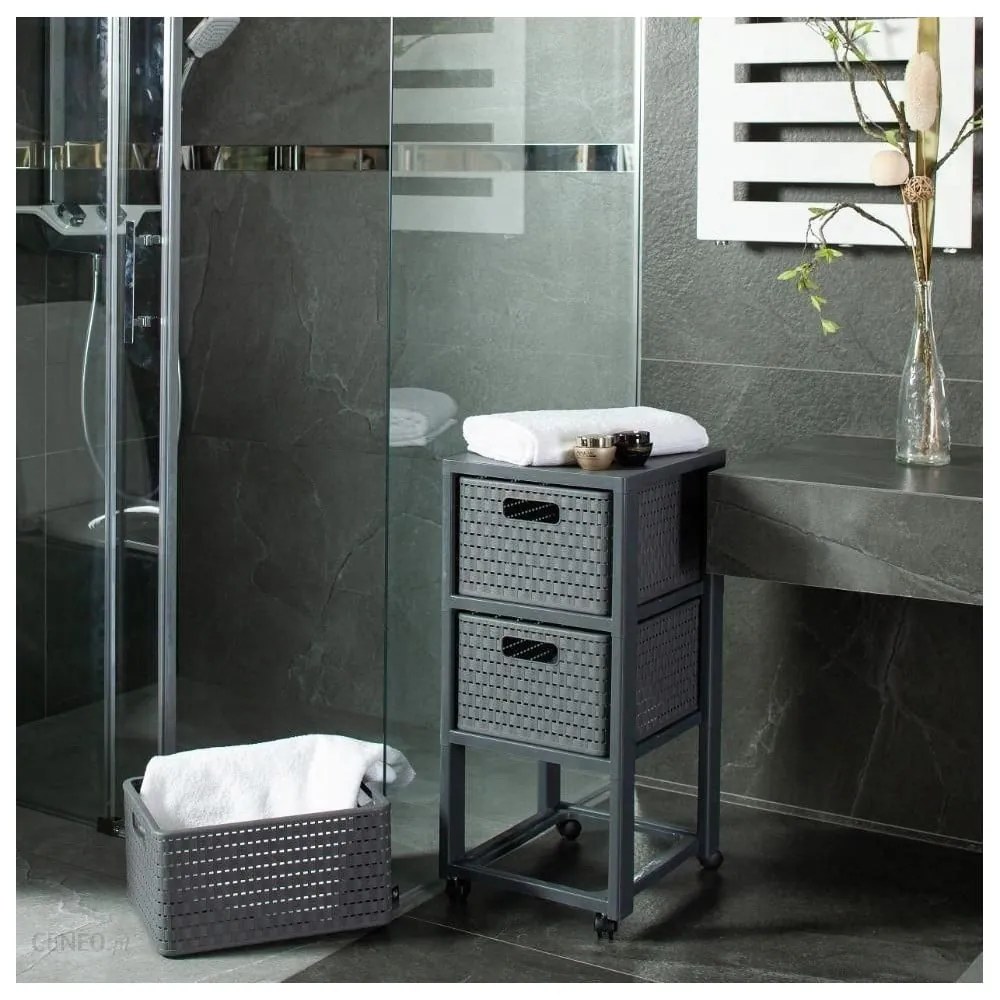 Antracitový plastový kúpeľňový regál 32,5x71 cm Country – Rotho