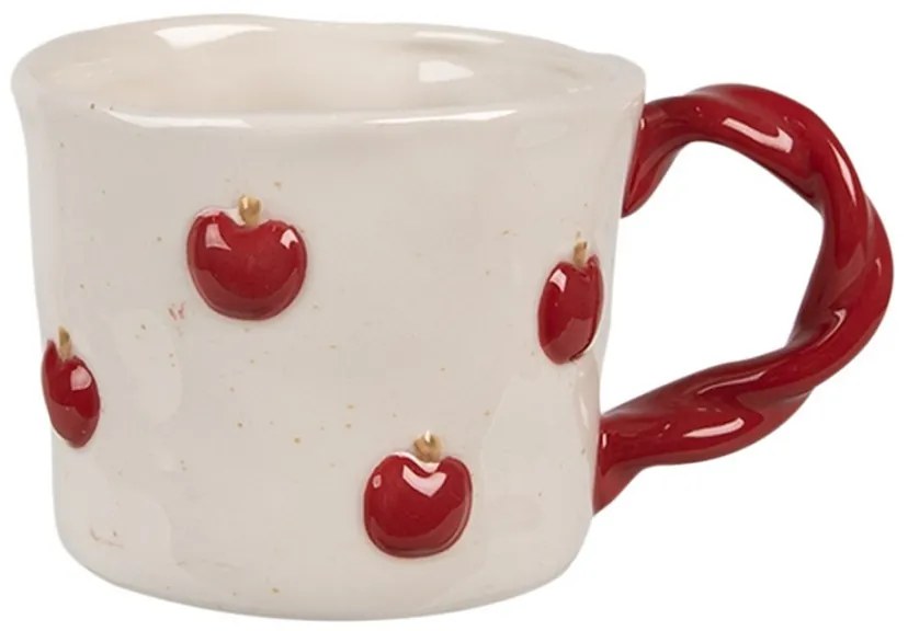 Béžový keramický hrnec s jablíčky Jablka - 13*9*7 cm / 200 ml