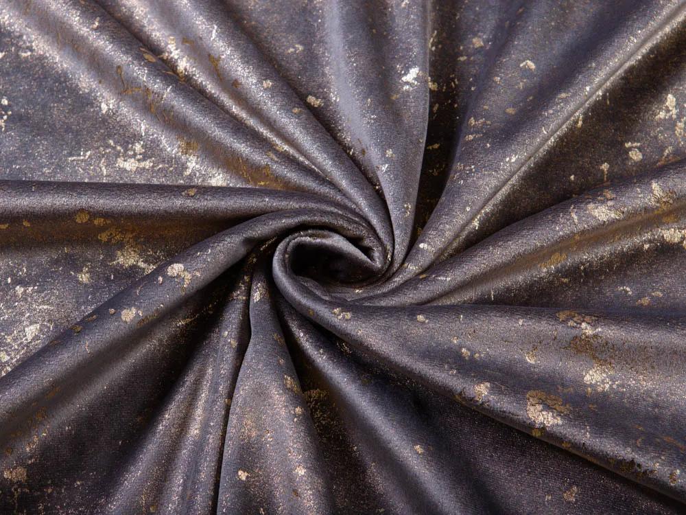 Biante Veľký zamatový oválny obrus Isabela IBL-004 Gold Design tmavo sivý 160x220 cm