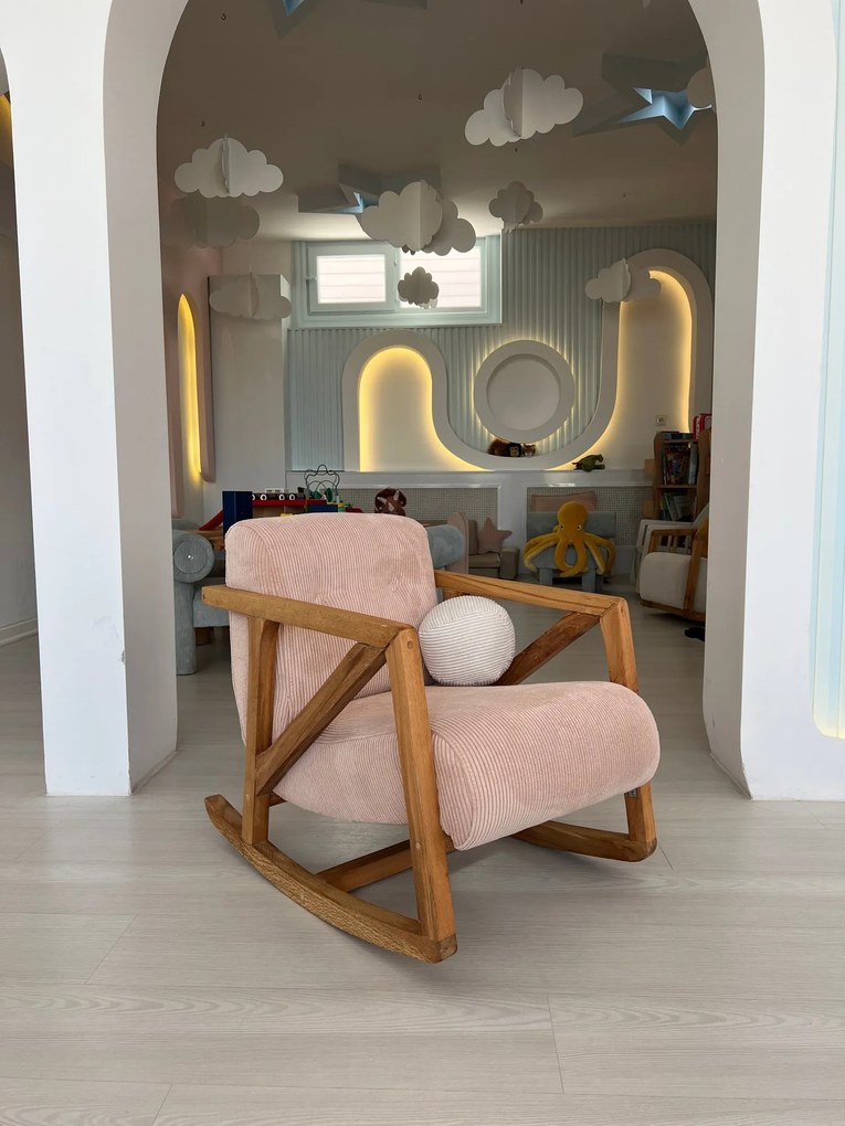 Dětské houpací křeslo NiniMini růžové/hnědé