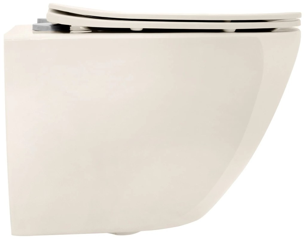 Rea Carlo Mini, závesná WC misa 495x370x355mm + toaletné sedadlo, Ecru, REA-C5500