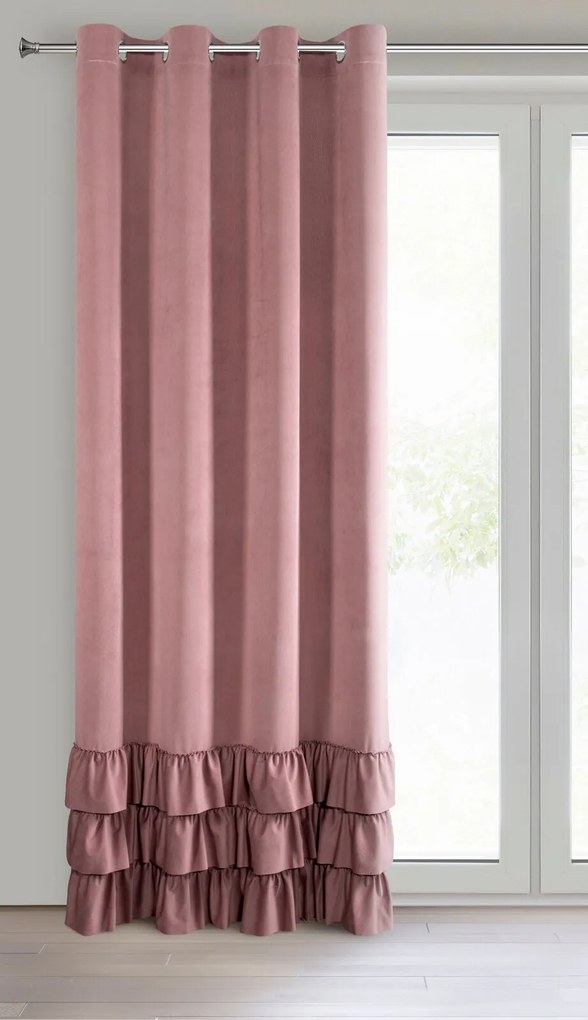 EUROFIRANY ZATEMŇOVACÍ ZÁVES NA KRÚŽKOCH MEGI 140X250 CM TMAVORUŽOVÁ