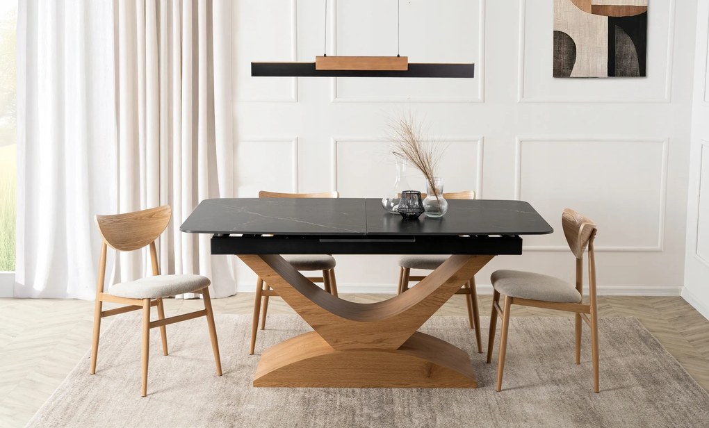 Keramický rozkladací stôl do jedálne, kremeň, biely ALICANTE 160/200