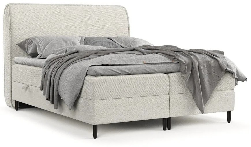 Krémovobiela boxspring posteľ s úložným priestorom 200x200 cm Melba – Maison de Rêve