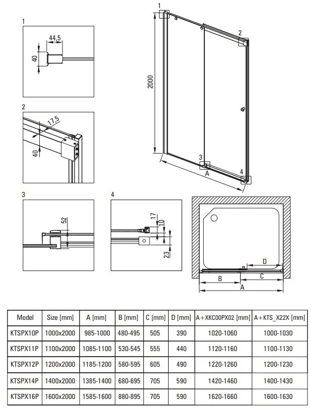 Deante Kerria Plus, posuvné sprchové dvere 100x200 cm, 6mm číre sklo, chrómový profil, DEA-KTSP010P