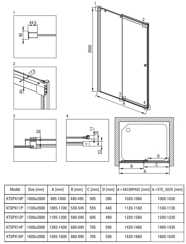 Deante Kerria Plus, posuvné sprchové dvere 100x200 cm, 6mm číre sklo, chrómový profil, DEA-KTSP010P