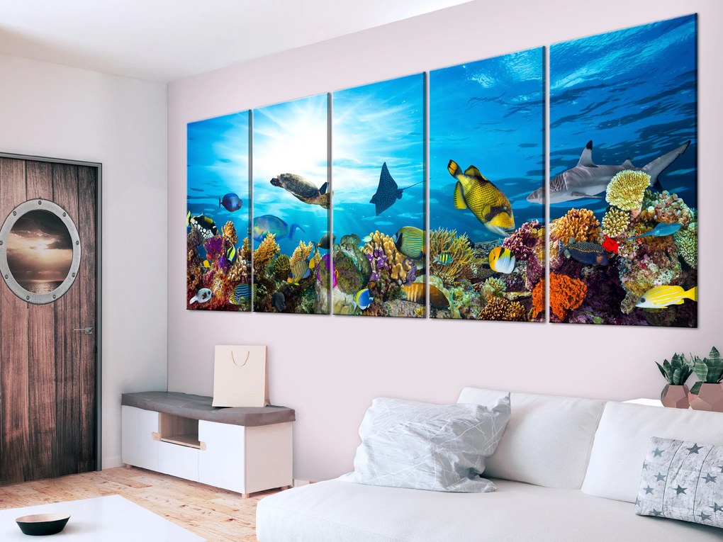 Artgeist Obraz - Coral Reef (5 Parts) Narrow Veľkosť: 200x80, Verzia: Premium Print