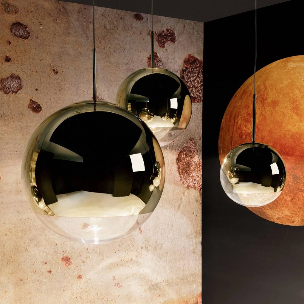 Tom Dixon Mirror Ball závesné LED Ø 40 cm zlatá