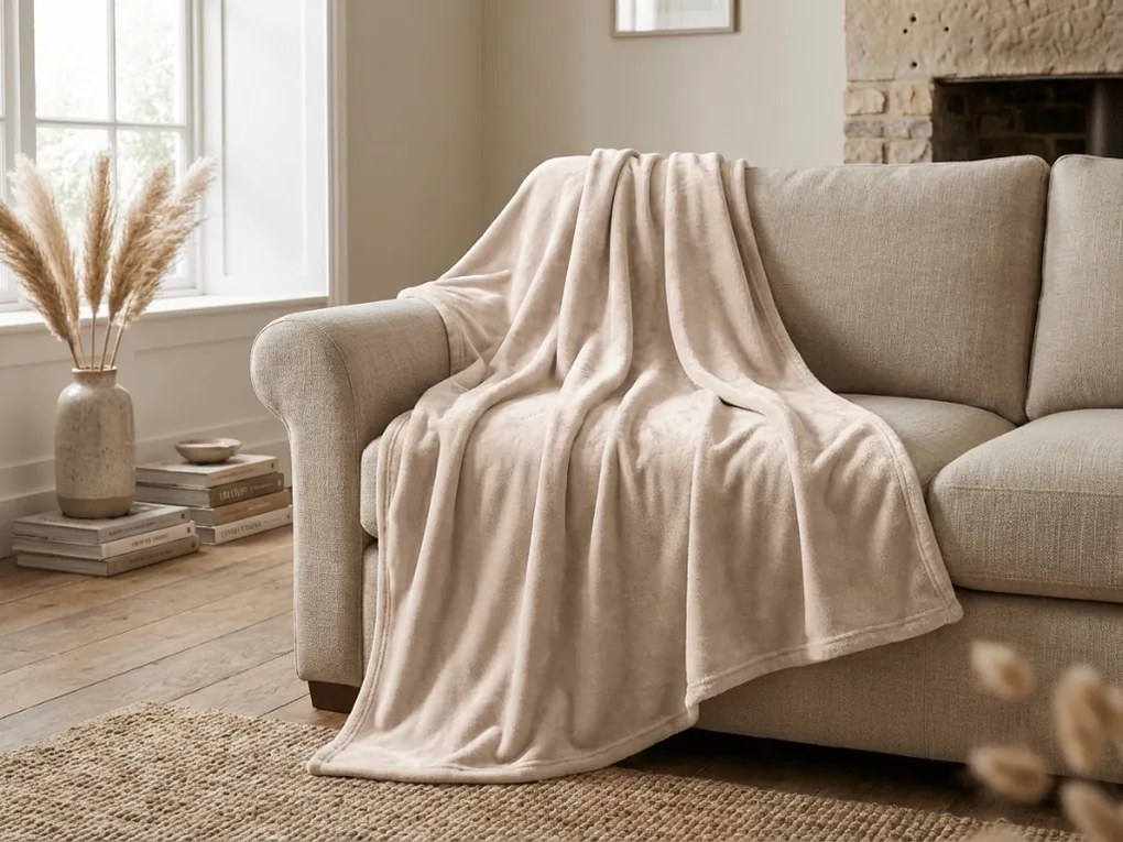 Mikroplyšová deka SOFT, béžová Rozmer: 200 x 220 cm