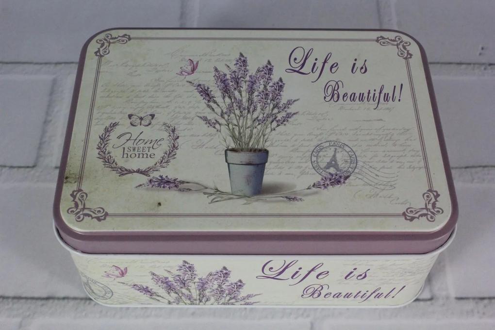 Plechová krabica "LIFE IS BEAUTIFULL" - (14,5x6x10,5 cm)