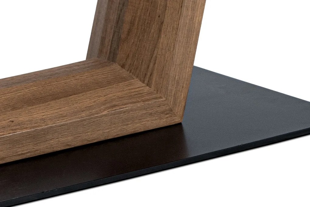 jedálenský stôl, 160x85x76, MDF 3D dekor tmavý dub, čierny kov