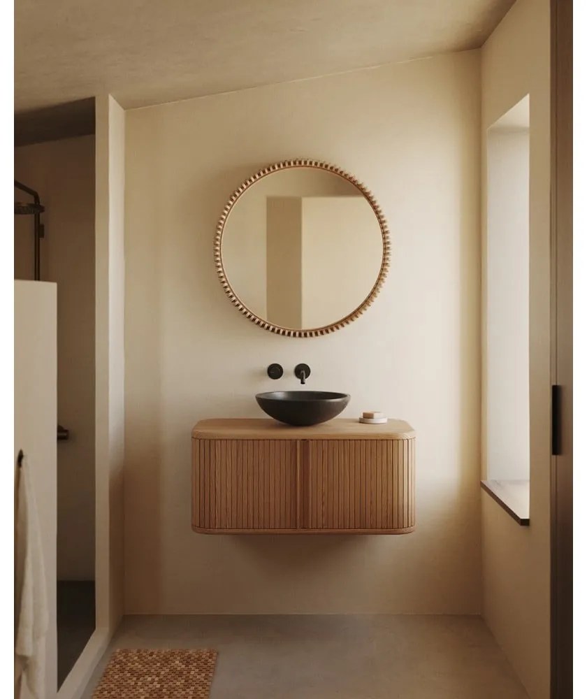 Nástenné zrkadlo s dreveným rámom ø 80 cm Polke – Kave Home