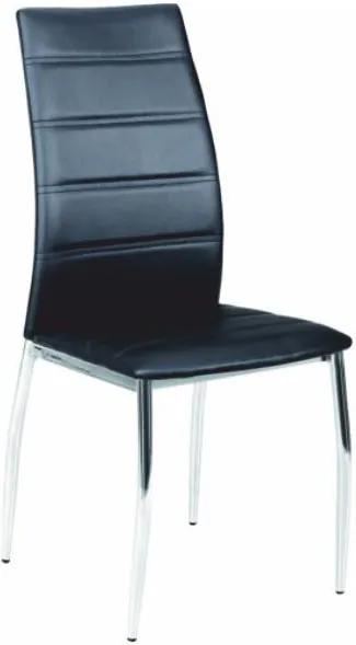 Jedálenská stolička, ekokoža čierna/chróm, DELA