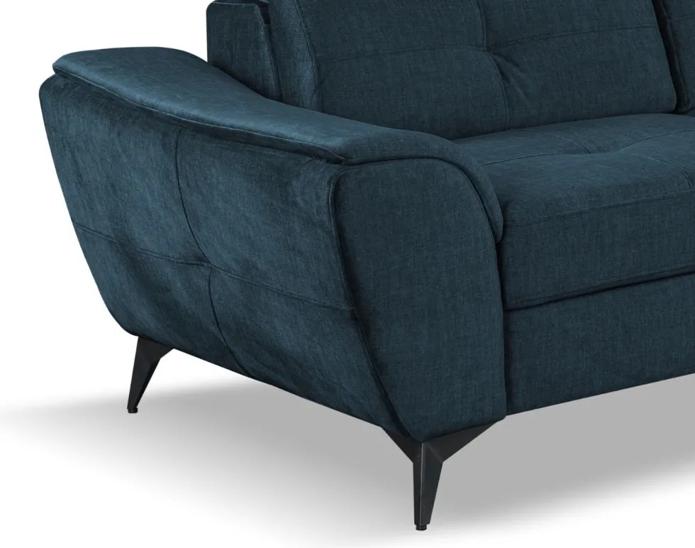 Rohová sedacia súprava Sergio, námornícka modrá látka, pravý roh