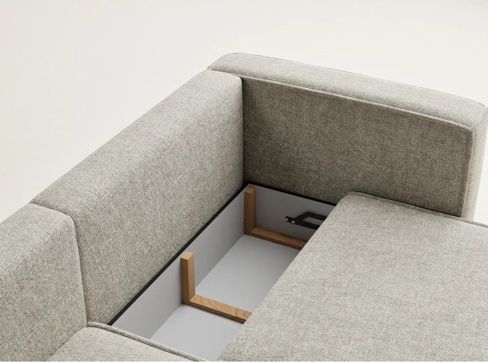 Béžová ženilková rozkladacia/s úložným priestorom rohová pohovka (ľavý roh/s leňoškou) Velto – Maison de Rêve