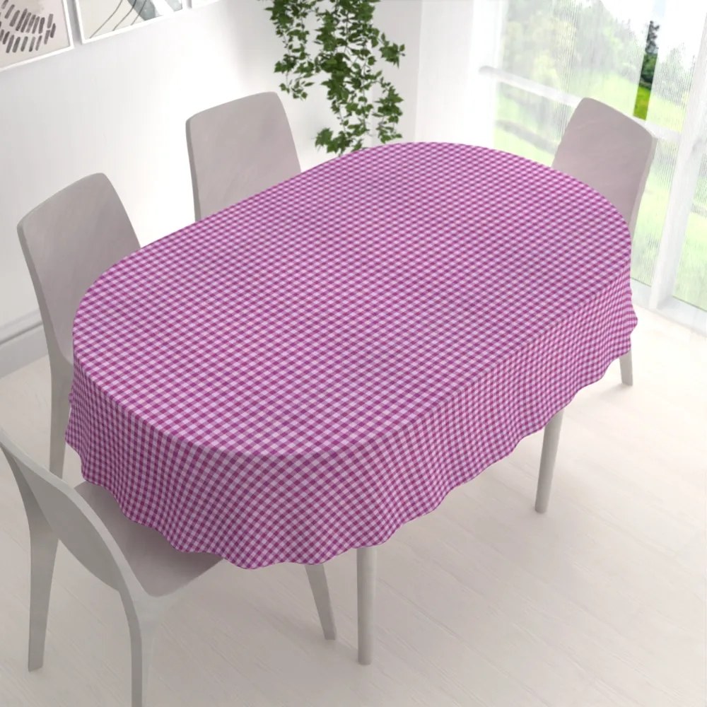Biante Bavlnený oválny obrus Olivia OL-020 Fialová kocka malá 100x140 cm