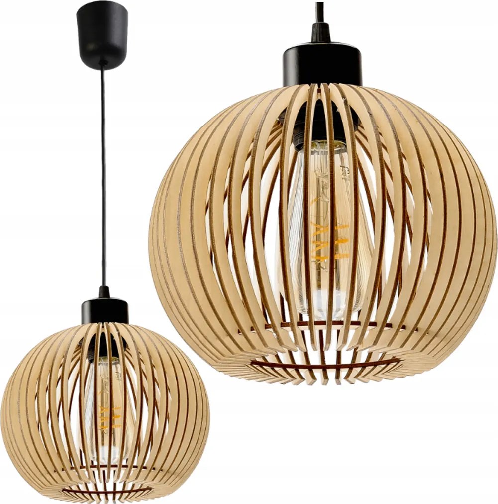 Drevená stropná závesná lampa 1xE27 KULA Luca Vysokokvalitná