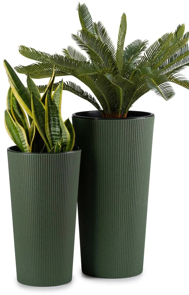 PLASTOVÝ KVETINÁČ URBANIKA ECO SADA 2KS 57X30 CM+46,6X25,5 CM ZELENÁ