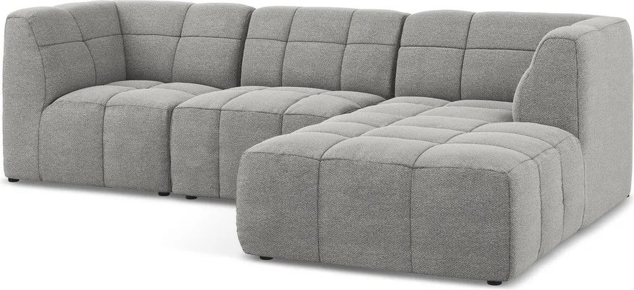 Sivá rohová pohovka z textílie buklé (pravý roh/s leňoškou) Aloha – Makamii