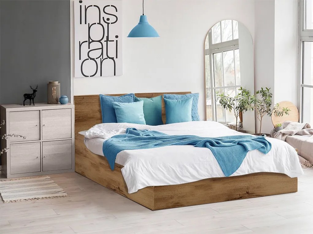 Posteľ SOFIA 160 x 200 cm, dub artisan Rošt: S latkovým roštom, Matrac: Matrac COCO MAXI 20 cm