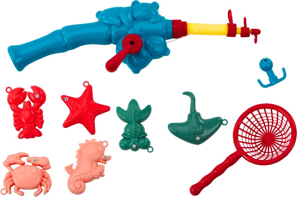 LEAN Toys Multifunkčný stôl 4v1 Bloky Rybárska kresba Modrá