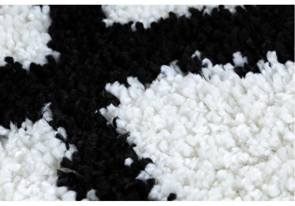 Kusový koberec Shaggy Cross biely kruh 160cm