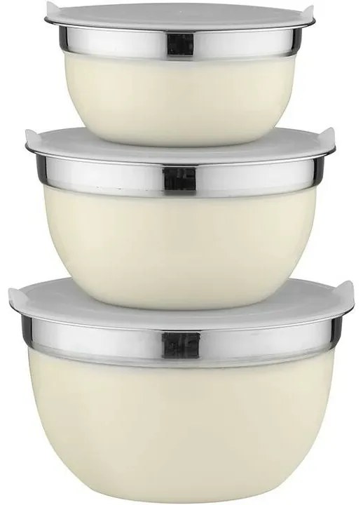 Florina Súprava 3 nehrdz. misiek s vekami, krémová