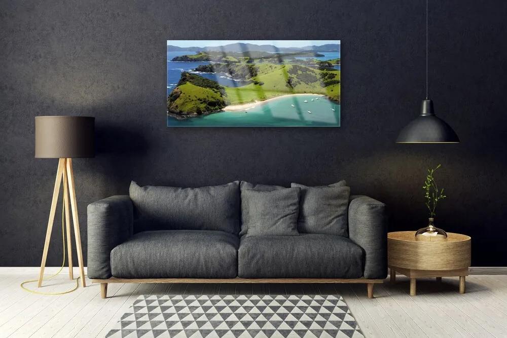 Obraz na skle More pláž les príroda 100x50 cm