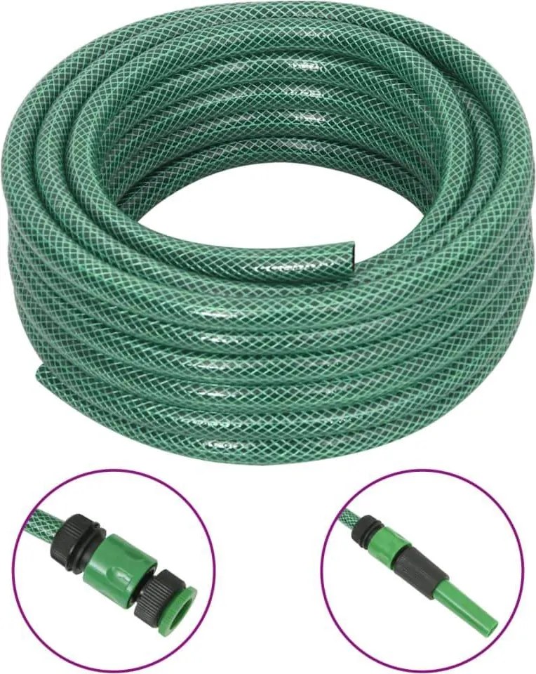 Záhradná hadica so sadou armatúr, zelená 0,5" 30 m, PVC